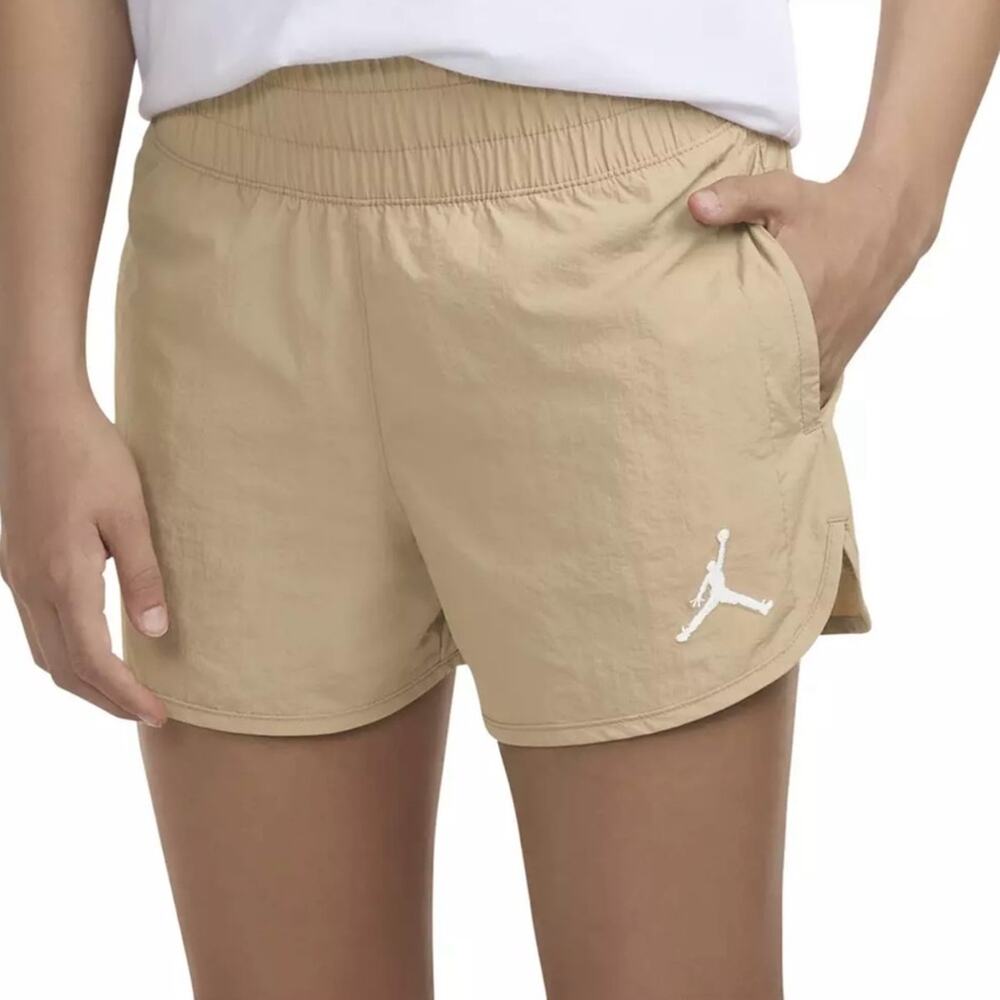 Jordan Nike Jumpman High Flying Shorts Tan Girls Size Small Athletic New